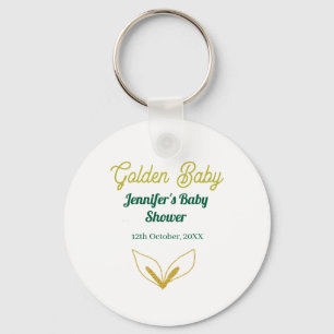 Faux gold leafy green forest enchantedbaby shower key ring