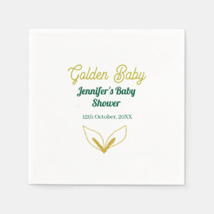 Faux gold leafy green forest enchantedbaby shower napkin