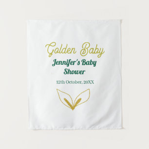 Faux gold leafy green forest enchantedbaby shower tapestry