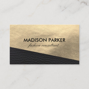 Faux Gold Leather and Black Leather Trim Business Card