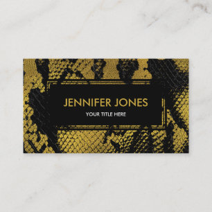 Faux Gold Leather Snake Skin Business Card