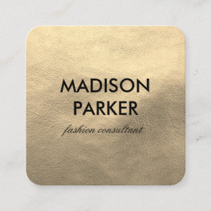 Faux Gold Leather Square Business Card