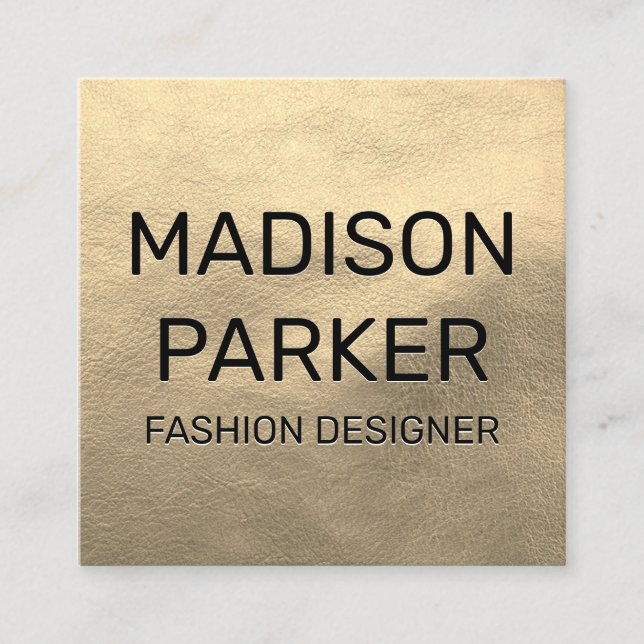 Faux Gold Leather Square Business Card (Front)