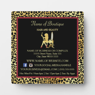 FAUX Gold Leopard Hair Boutique Information Sign Plaque