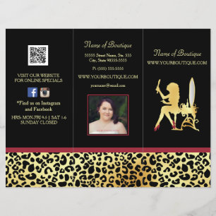 FAUX Gold Leopard Trifold Product Price Brochure