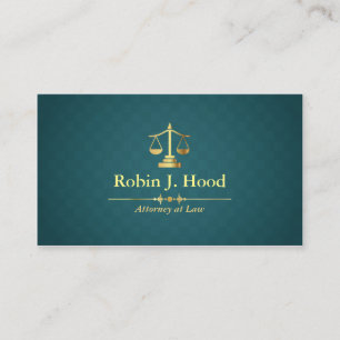 Faux Gold Libra Dark Green Rhombus Lawyer Business Card