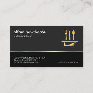 Faux Gold Line Dual Tone Grey Black Layers, Butler Business Card