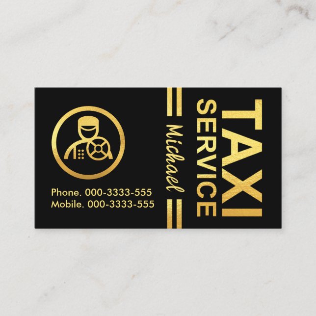 Faux Gold Lines Chauffeur Driver Business Card (Front)