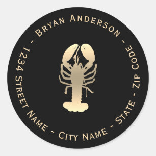 Faux Gold Lobster Return Address Label