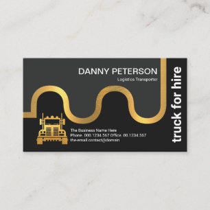 Faux Gold Logistics Transport Road Map Truck Business Card