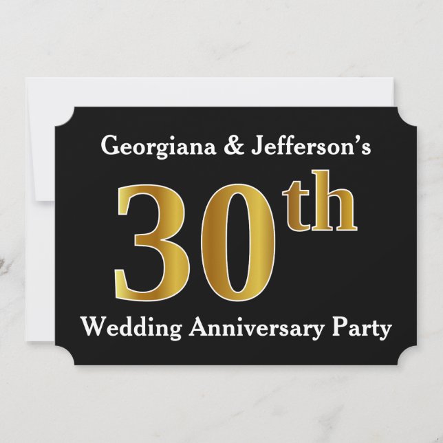 Faux Gold Look 30th Wedding Anniversary Party Invitation (Front)