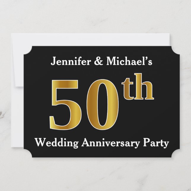 Faux Gold Look 50th Wedding Anniversary Party Invitation (Front)