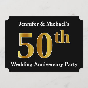 Faux Gold Look 50th Wedding Anniversary Party Invitation