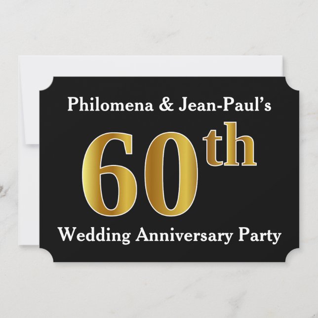 Faux Gold Look 60th Wedding Anniversary Party Invitation (Front)