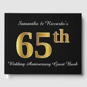 Faux Gold Look 65th Wedding Anniversary + Names Guest Book