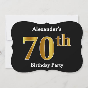 Faux Gold Look 70th Birthday Party + Custom Name Invitation