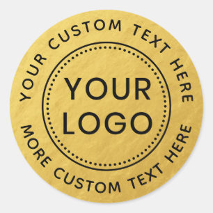 Faux gold look gradient custom logo circular text classic round sticker