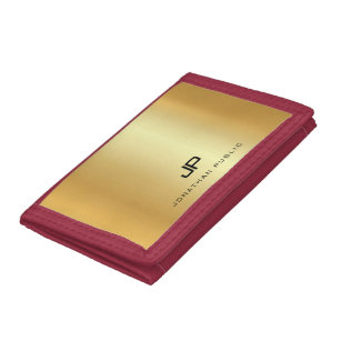 Faux Gold Look Modern Monogram Template Trifold Wallet