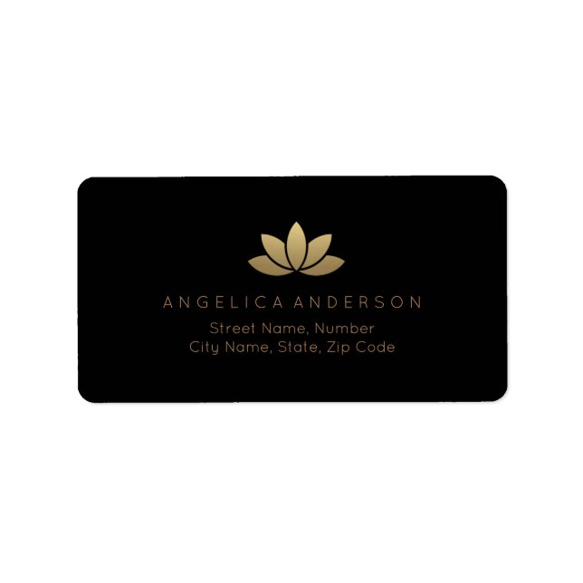Faux Gold Lotus Flower Address Label (Front)