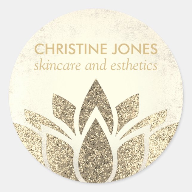 faux gold lotus flower skincare and aesthetics classic round sticker (Front)