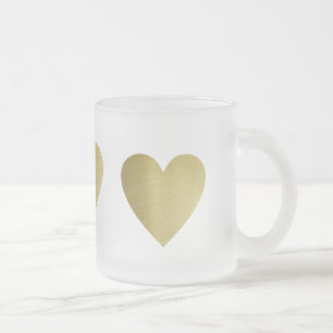 faux gold love heart, a romantic frosted glass coffee mug