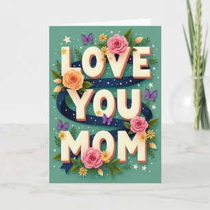 Faux Gold Love You Mom Card