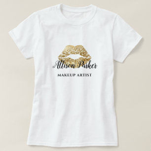 Faux Gold Makeup Artist Logo Kiss Name T-Shirt