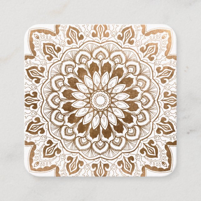 Faux Gold Mandala Medallion Yoga Healing Square Business Card (Front)