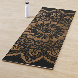 Faux Gold mandala on custom colour 1 sided Yoga Mat