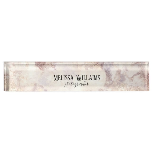 Faux Gold Marble Business Desk Nameplate (Front)