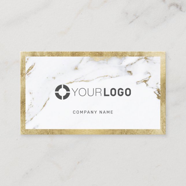 Faux gold marble custom company logo professional business card (Front)