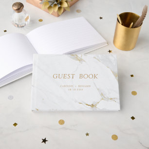 Faux gold marble luxury modern wedding guest book