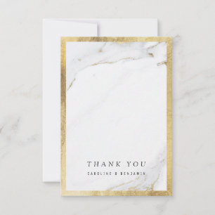 Faux gold marble luxury modern wedding thank you card