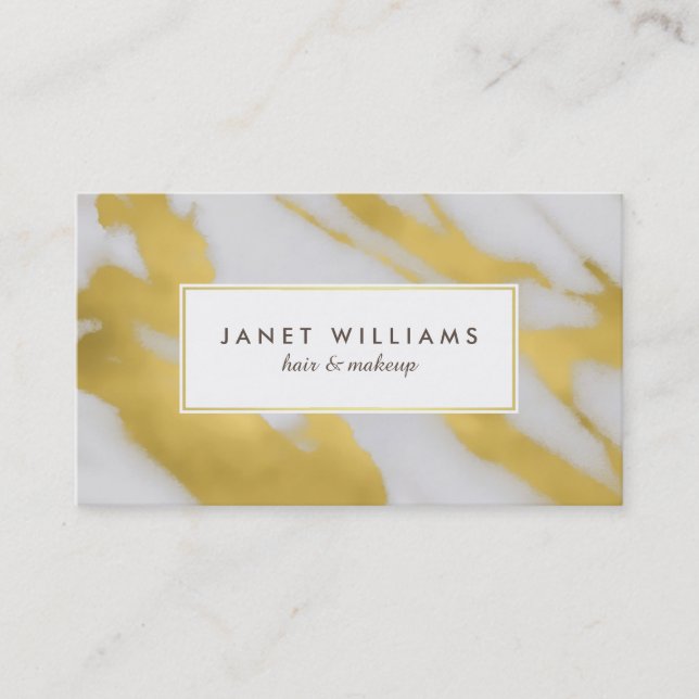 Faux Gold Marbled Abstract Elegance Business Card (Front)