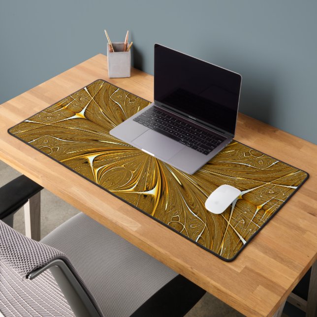 Faux Gold Metal Pattern Design Desk Mat (Office 2)
