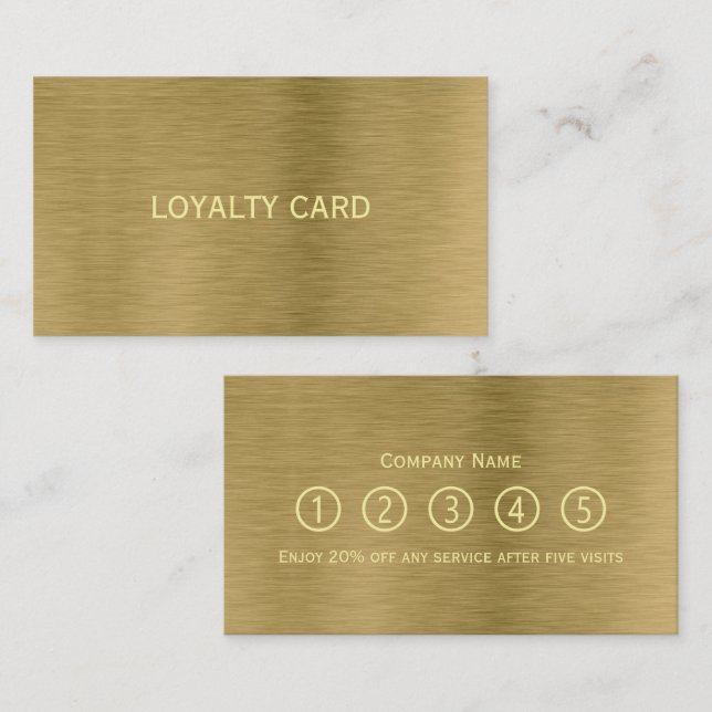 Faux Gold Metal Texture Loyalty Card (Front/Back)