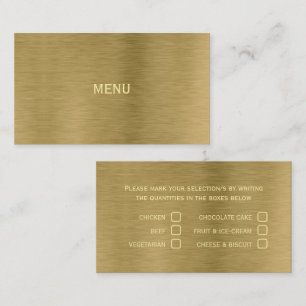 Faux Gold Metal Texture Menu Selection Card