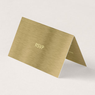 Faux Gold Metal Texture Photo RSVP Card