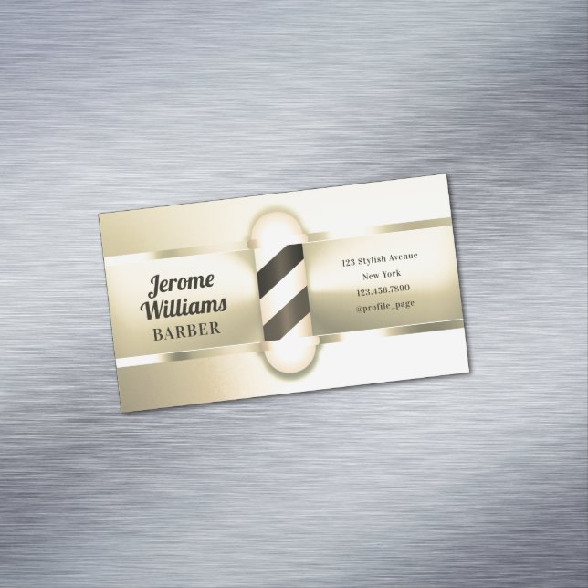 Faux gold metallic barber pole  	Magnetic business card (In Situ)