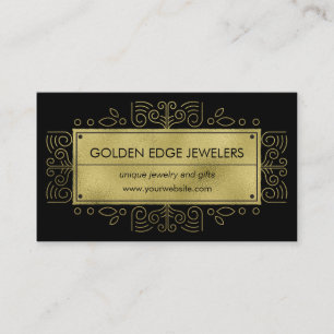 Faux Gold Metallic Black Ornamental Business Card