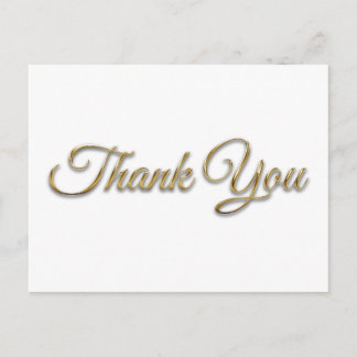 Faux Gold Metallic Foil Glam Thank You Postcard