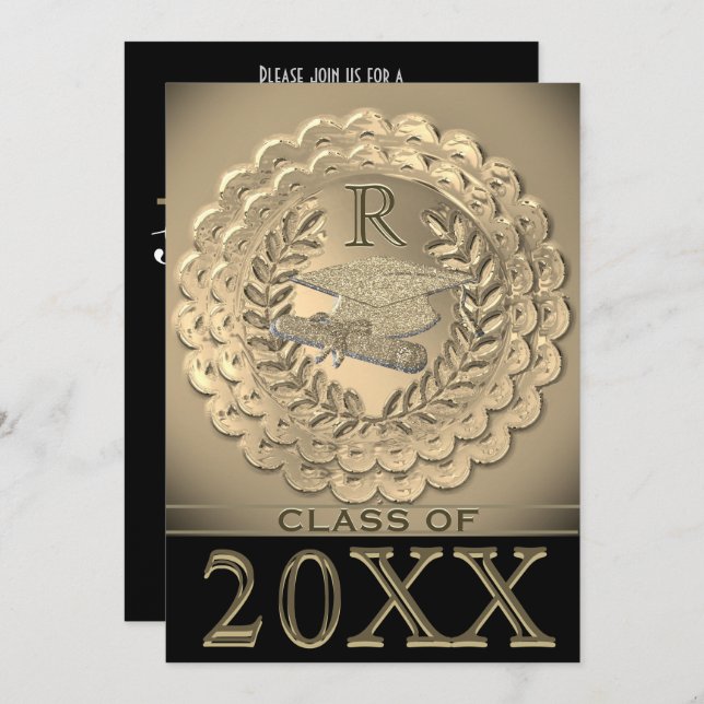 Faux Gold Metallic Graduation Invitation (Front/Back)