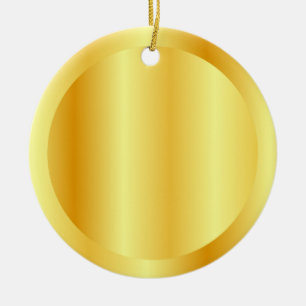 Faux Gold Metallic Look Blank Template Circle Ceramic Tree Decoration