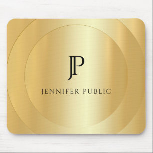 Faux Gold Metallic Look Monogram Elegant Template Mouse Mat