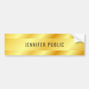 Faux Gold Metallic Look Personalised Elegant Bumper Sticker
