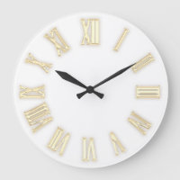 Faux Gold Metallic Minimal Roman Numbers White