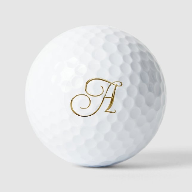 Faux Gold Metallic Monogram A Golf Balls (Front)