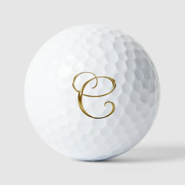 Faux Gold Metallic Monogram C Golf Balls (Front)
