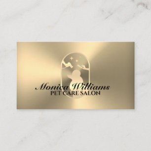 Faux gold metallic texture golden poodle logo  business card