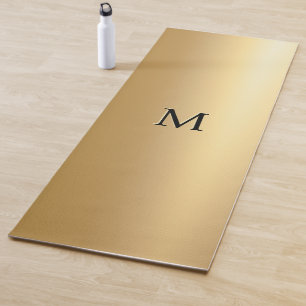 Faux Gold Minimalist Chic Stylish Cool Monogrammed Yoga Mat